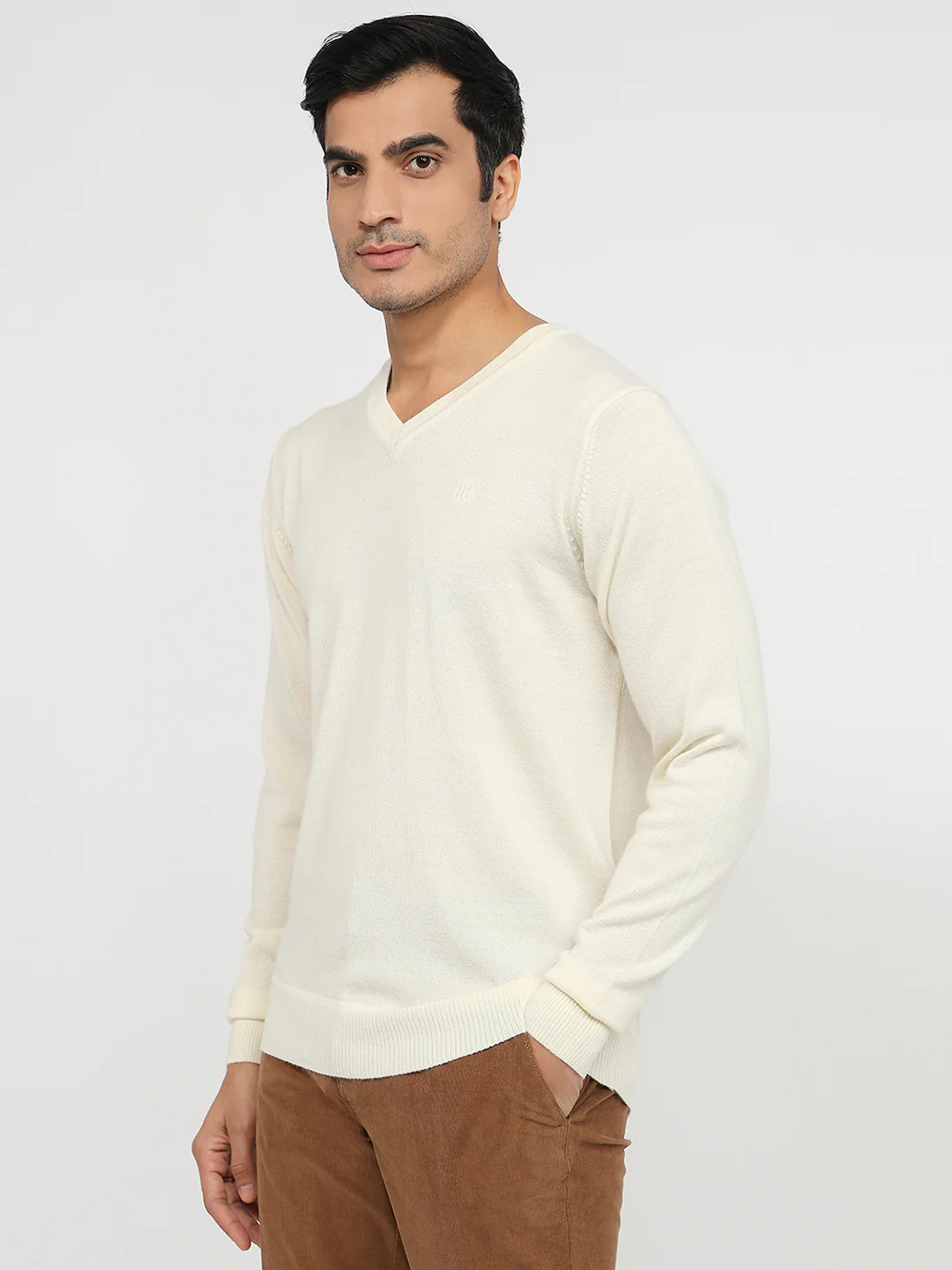 Raymond Men Brown Solid Wool Blend Sweatshirt - Image 2
