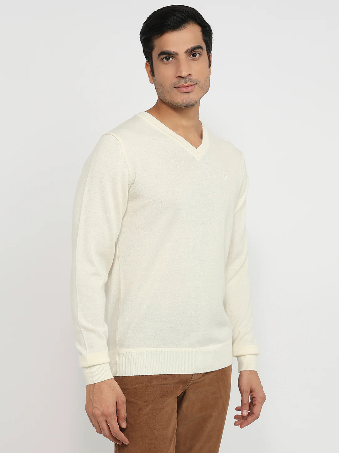 Raymond Men Brown Solid Wool Blend Sweatshirt - Image 3