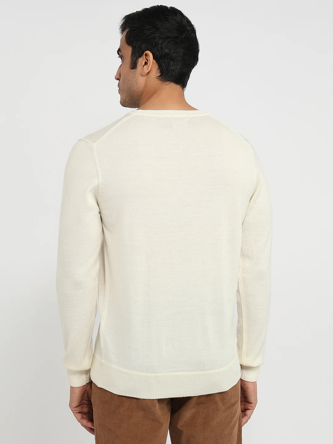 Raymond Men Brown Solid Wool Blend Sweatshirt - Image 4