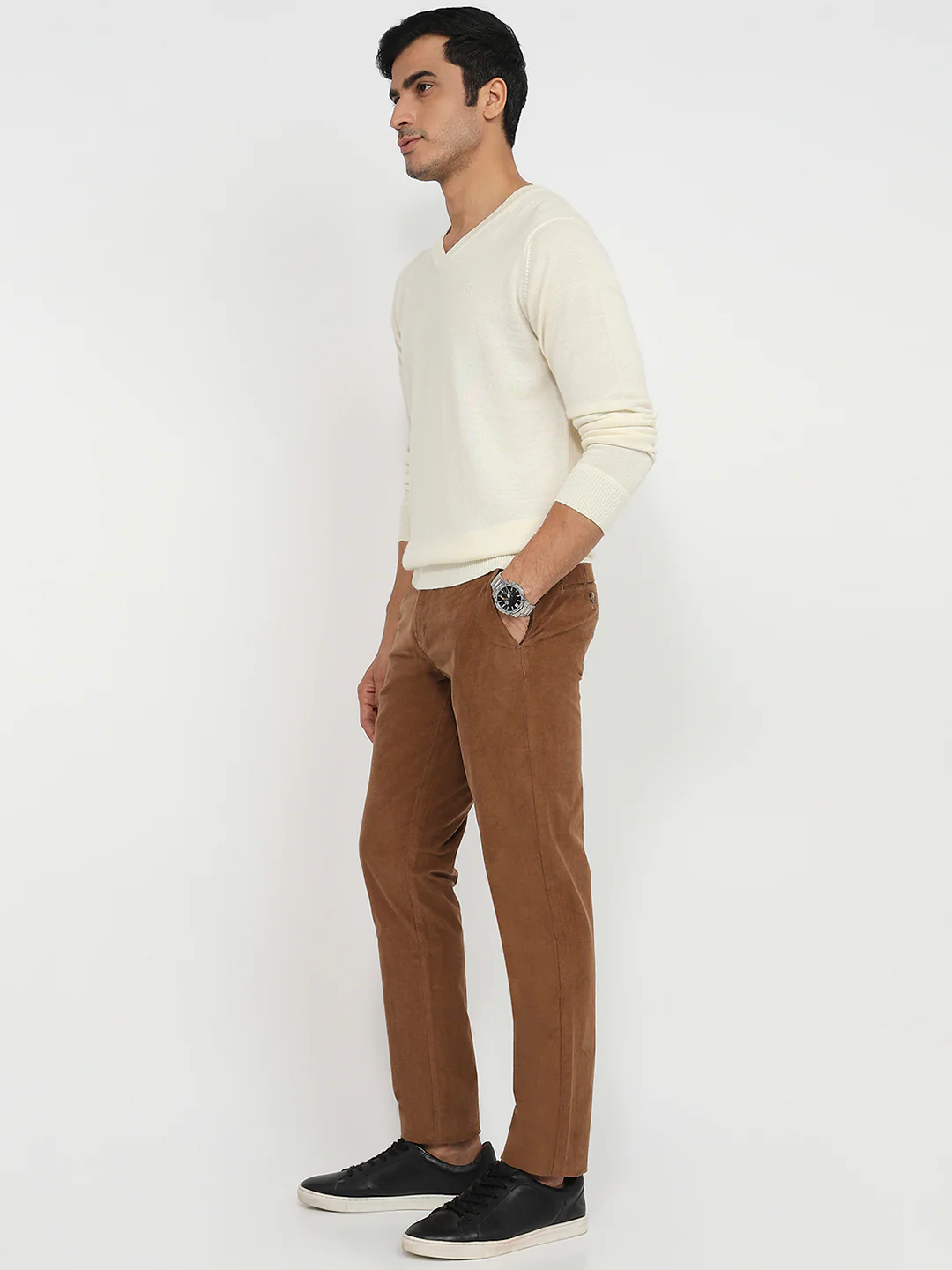 Raymond Men Brown Solid Wool Blend Sweatshirt - Image 5