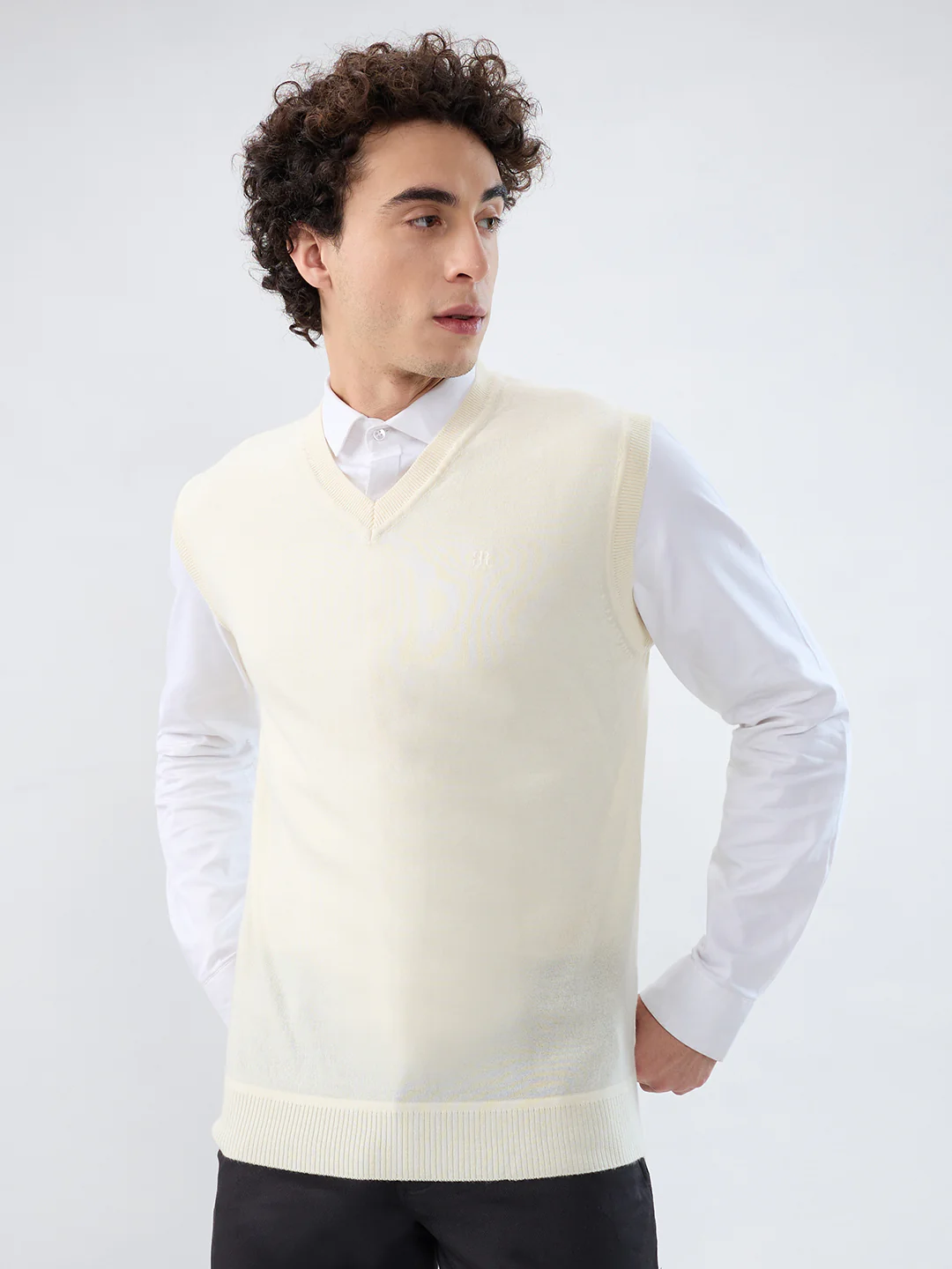 Raymond Men Brown Solid Wool Blend Sweatshirt