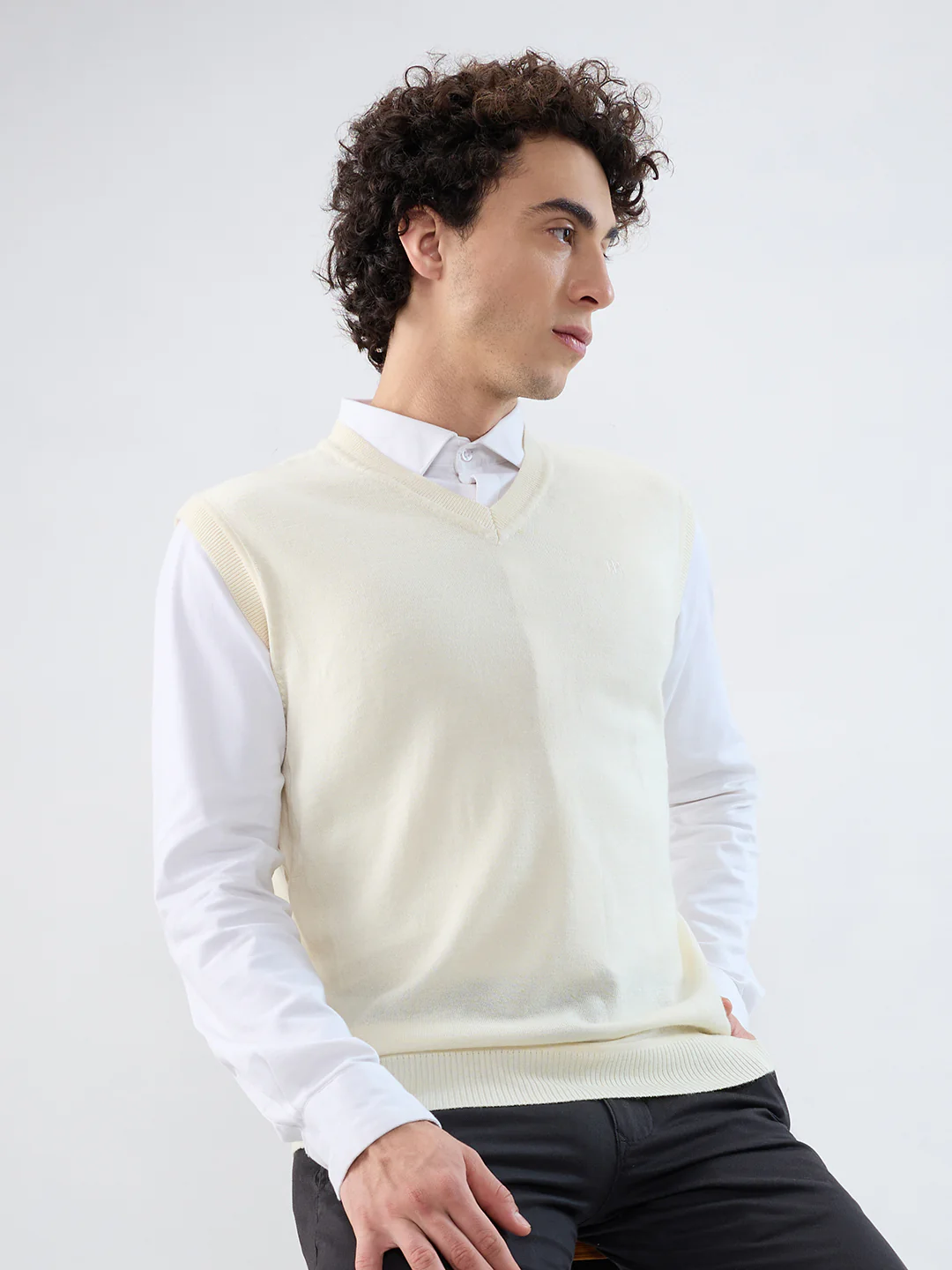 Raymond Men Brown Solid Wool Blend Sweatshirt - Image 7