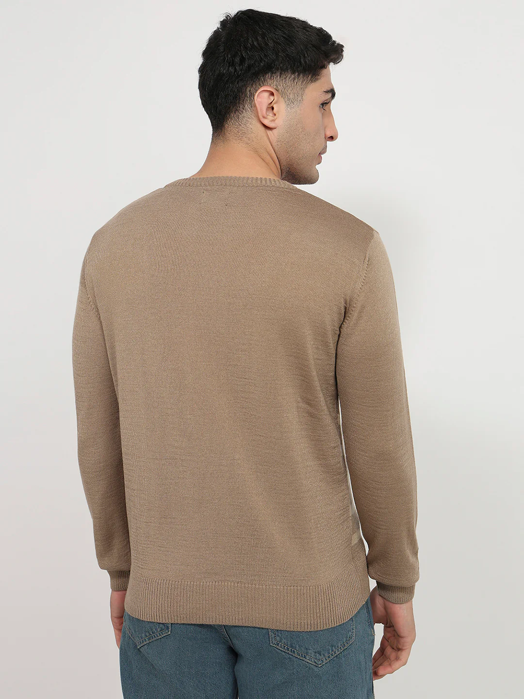 Raymond Men Brown Stripe Acrlic Blend Sweatshirt - Image 4