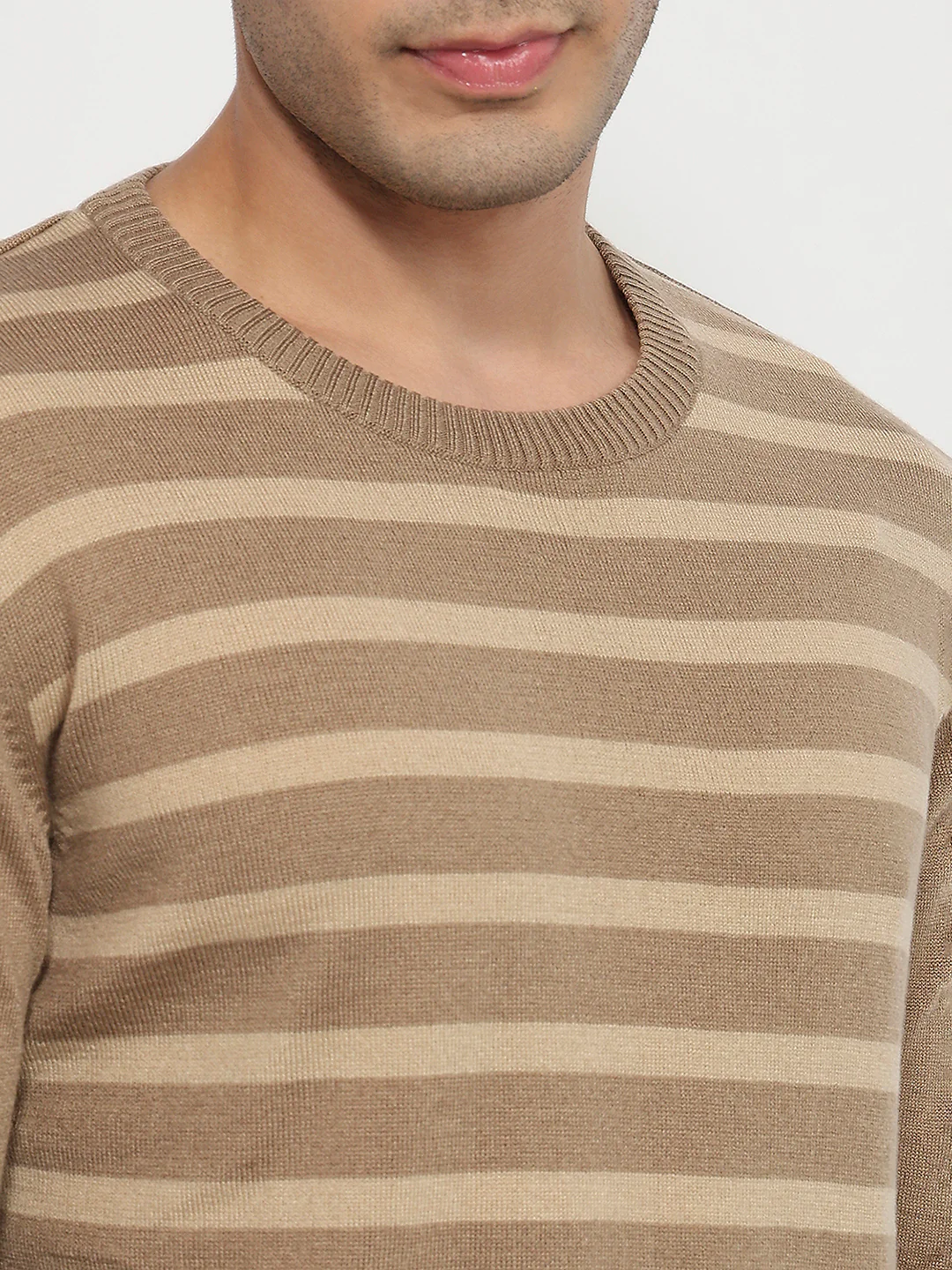 Raymond Men Brown Stripe Acrlic Blend Sweatshirt - Image 6