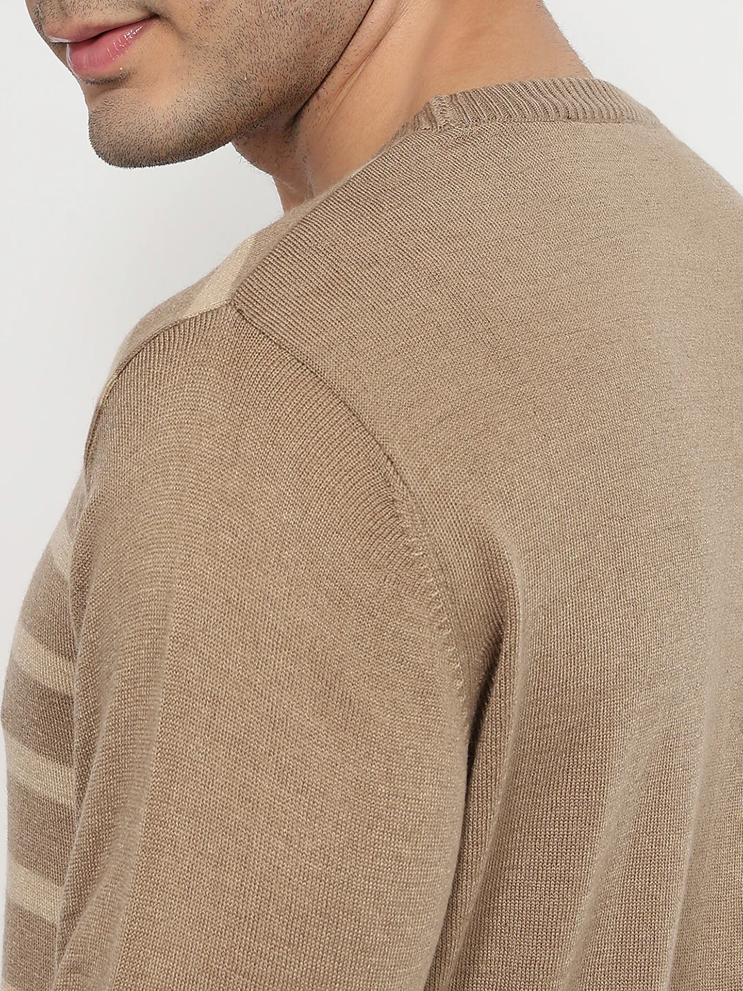 Raymond Men Brown Stripe Acrlic Blend Sweatshirt - Image 7