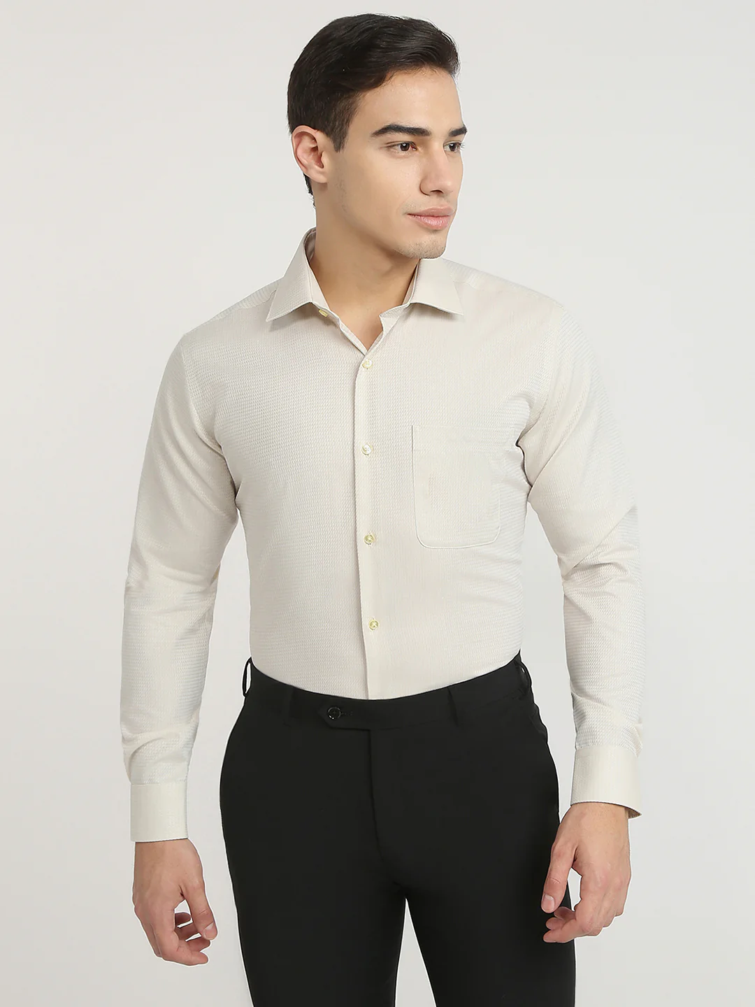 Raymond Men Brown Structure Contemporary Fit Cotton Formal Shirt