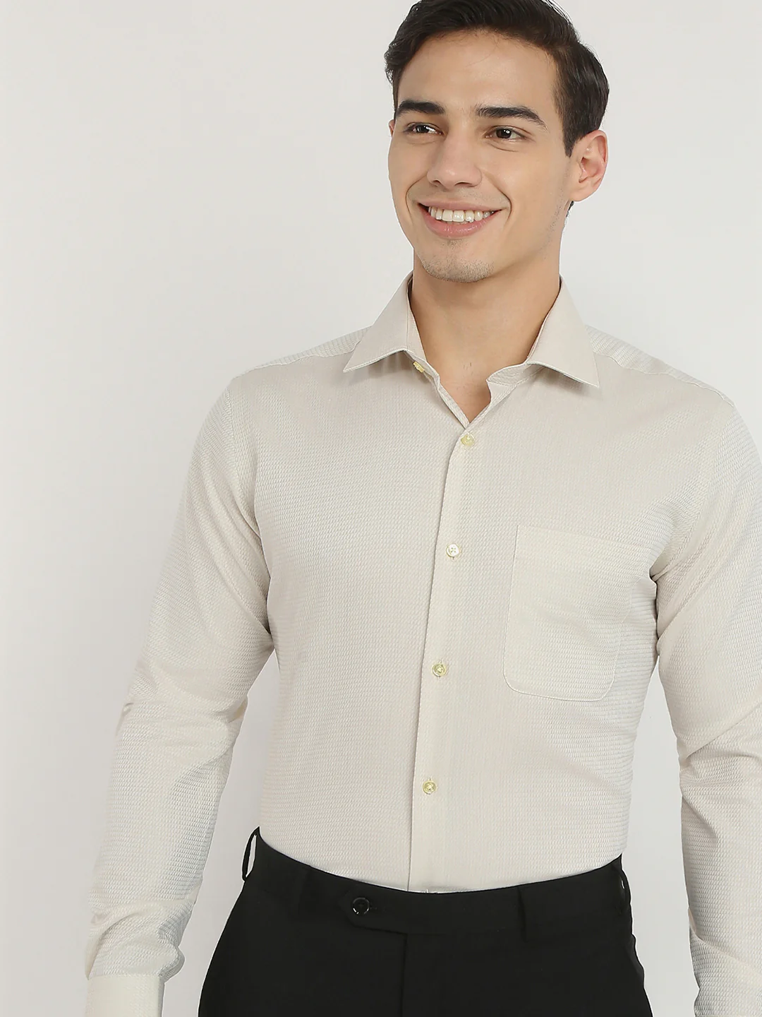 Raymond Men Brown Structure Contemporary Fit Cotton Formal Shirt - Image 6