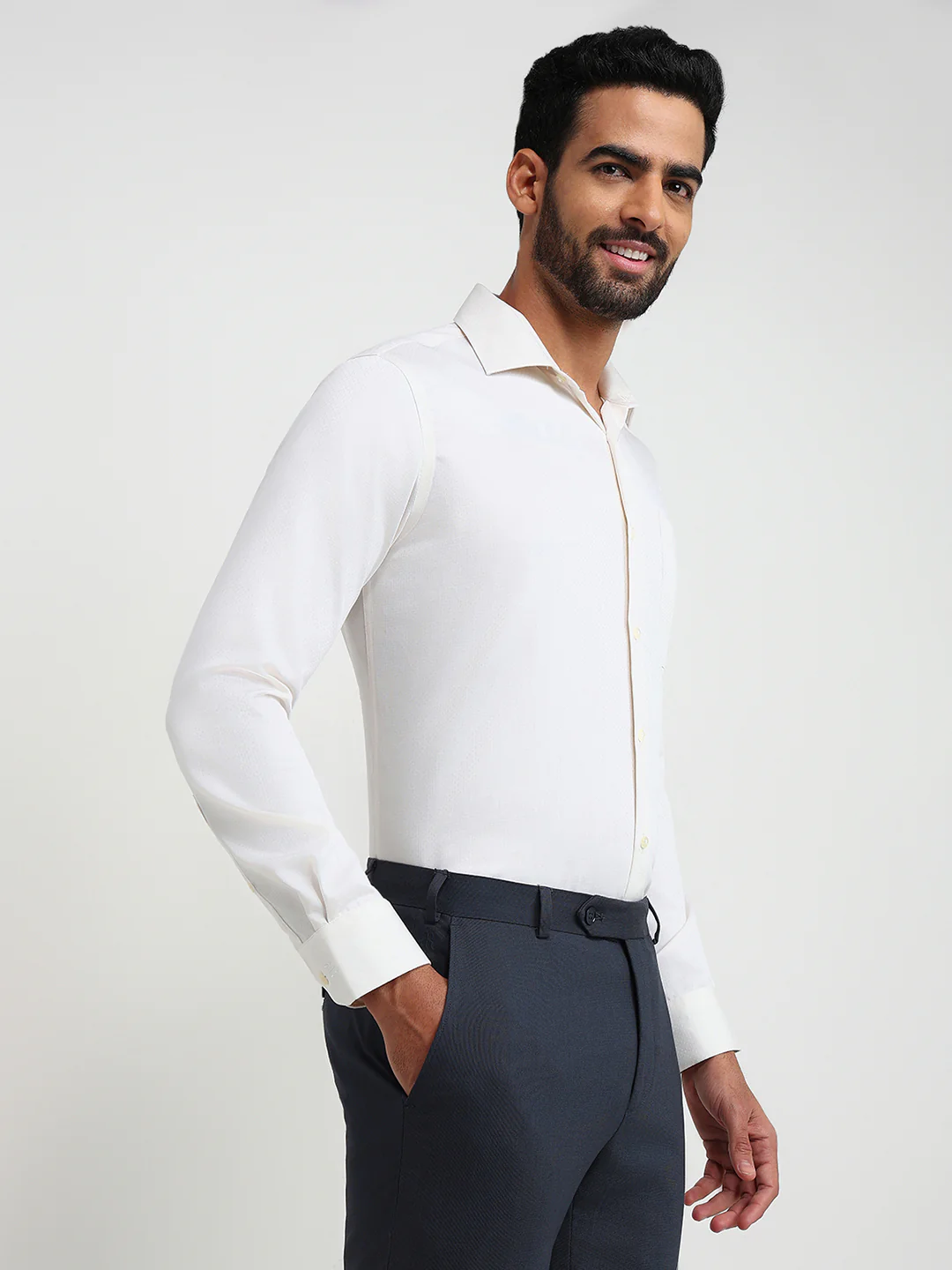 Raymond Men Brown Structure Contemporary Fit Cotton Formal Shirt - Image 3