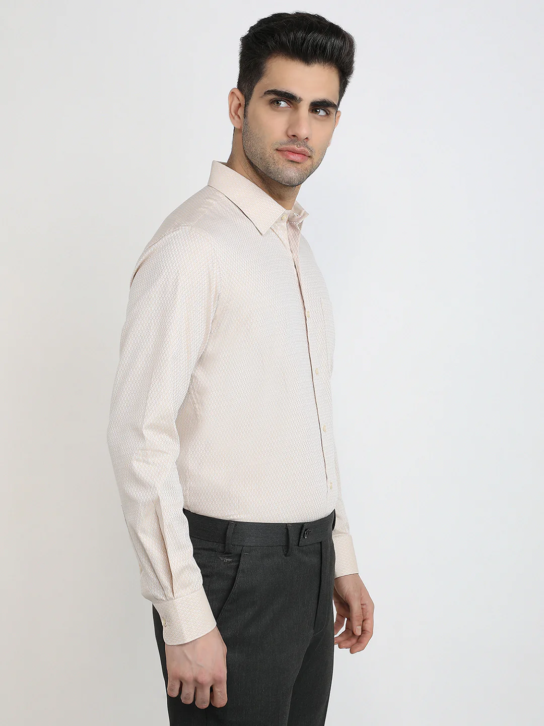 Raymond Men Brown Structure Contemporary Fit Cotton Full Sleeve Formal Shirt - Image 3