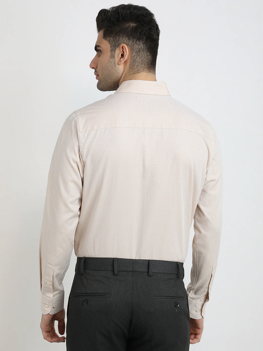 Raymond Men Brown Structure Contemporary Fit Cotton Full Sleeve Formal Shirt - Image 4