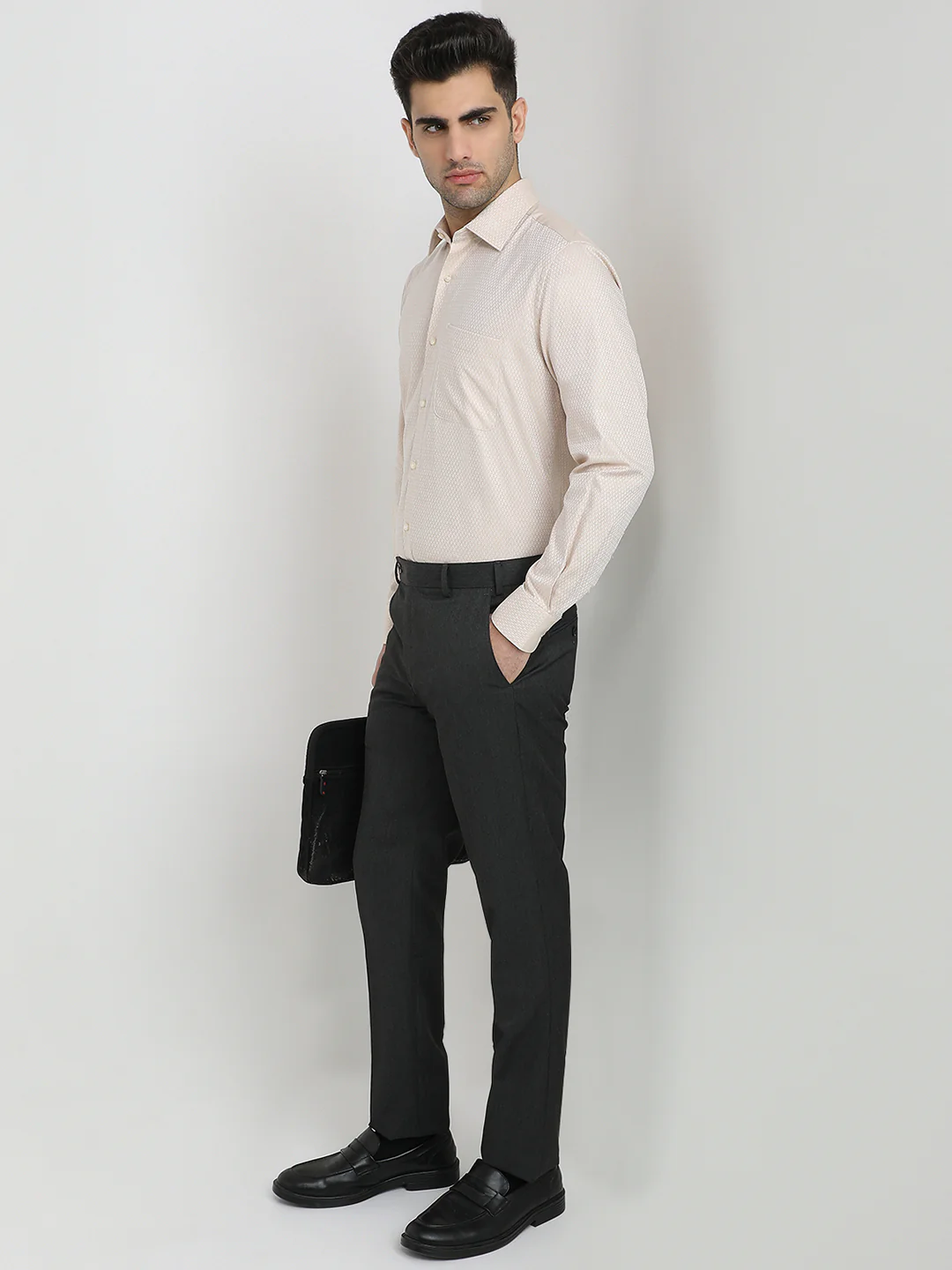 Raymond Men Brown Structure Contemporary Fit Cotton Full Sleeve Formal Shirt - Image 5