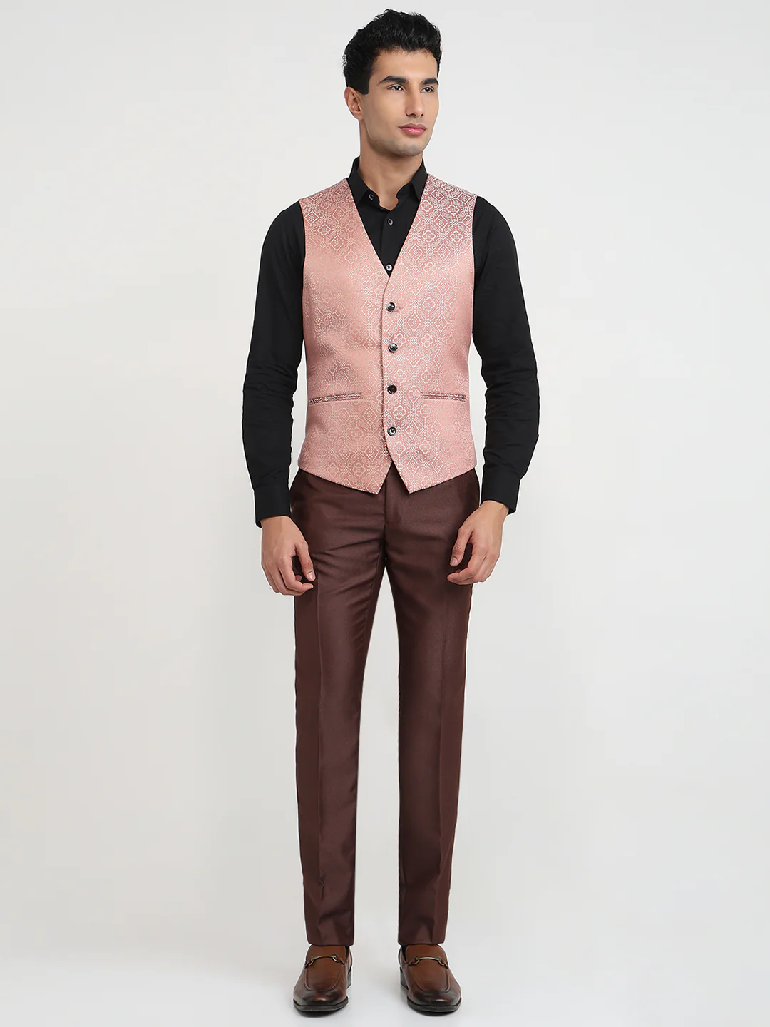 Raymond Men Brown Contemporary Fit Structure Formal Suit - Image 7