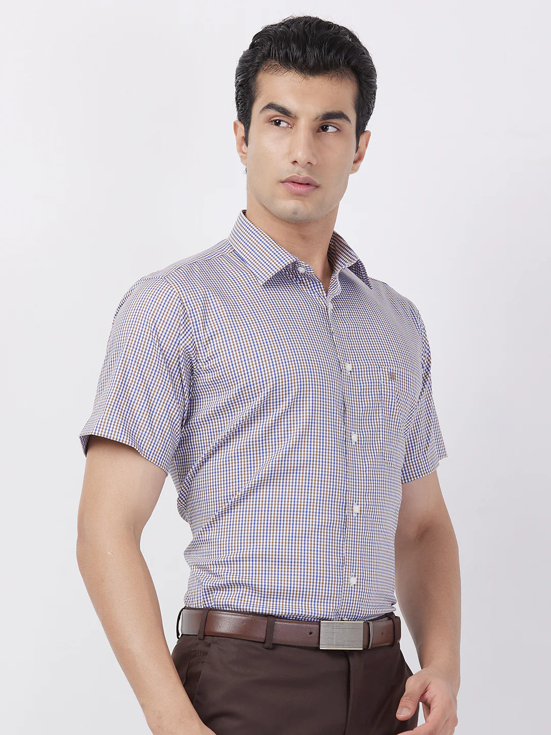 Raymond Men Brown Structure Regular Fit Cotton Blend Shirt - Image 2