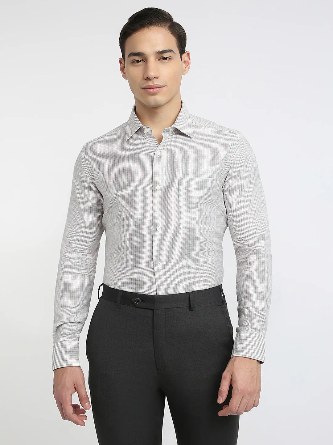 Raymond Men Brown Structure Regular Fit Cotton Formal Shirt