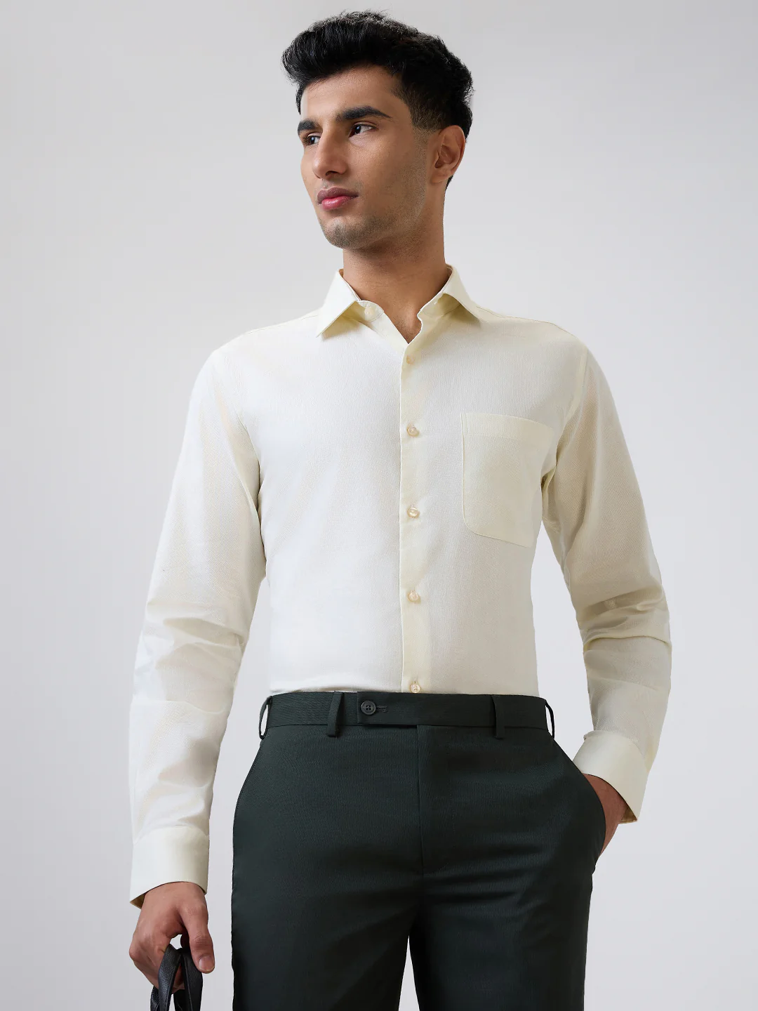 Raymond Men Brown Structure Slim Fit Cotton Formal Shirt