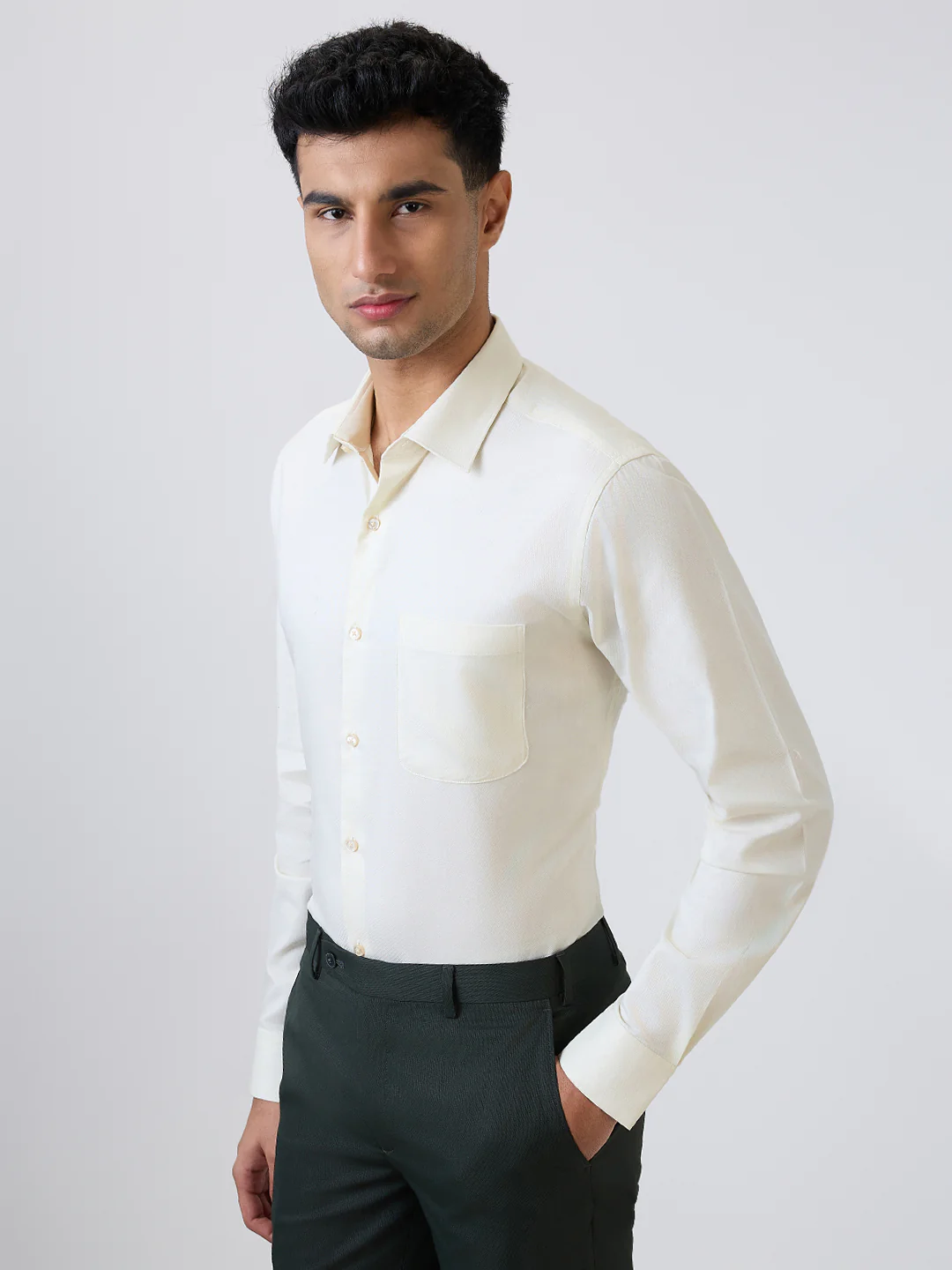 Raymond Men Brown Structure Slim Fit Cotton Formal Shirt - Image 3