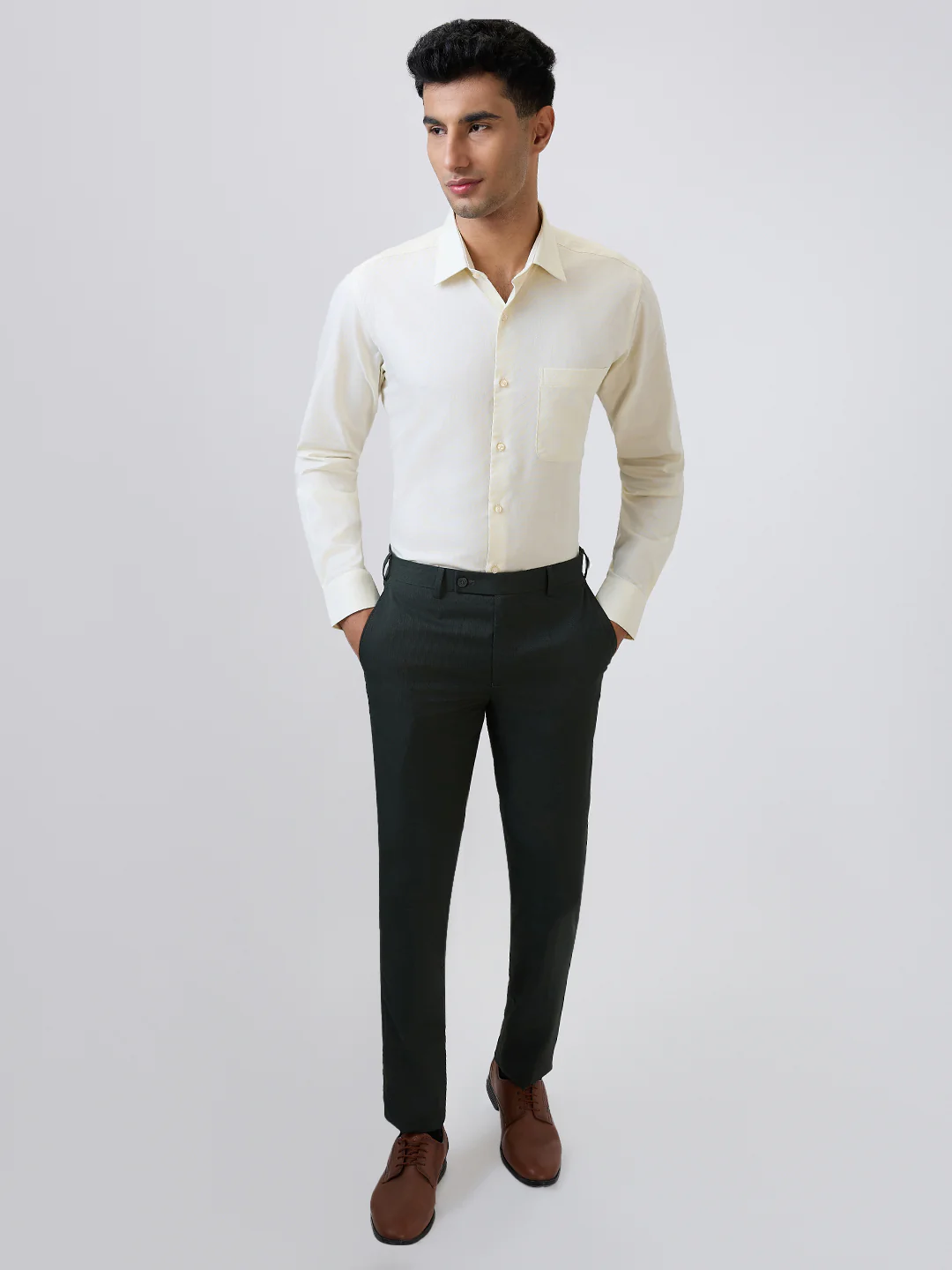 Raymond Men Brown Structure Slim Fit Cotton Formal Shirt - Image 6