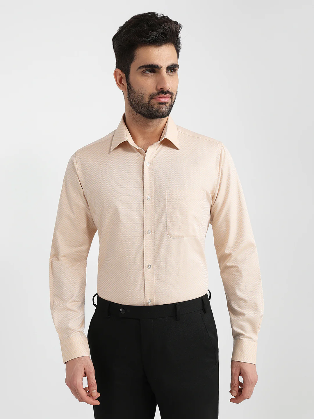 Raymond Men Brown Structure Slim Fit Cotton Formal Shirt