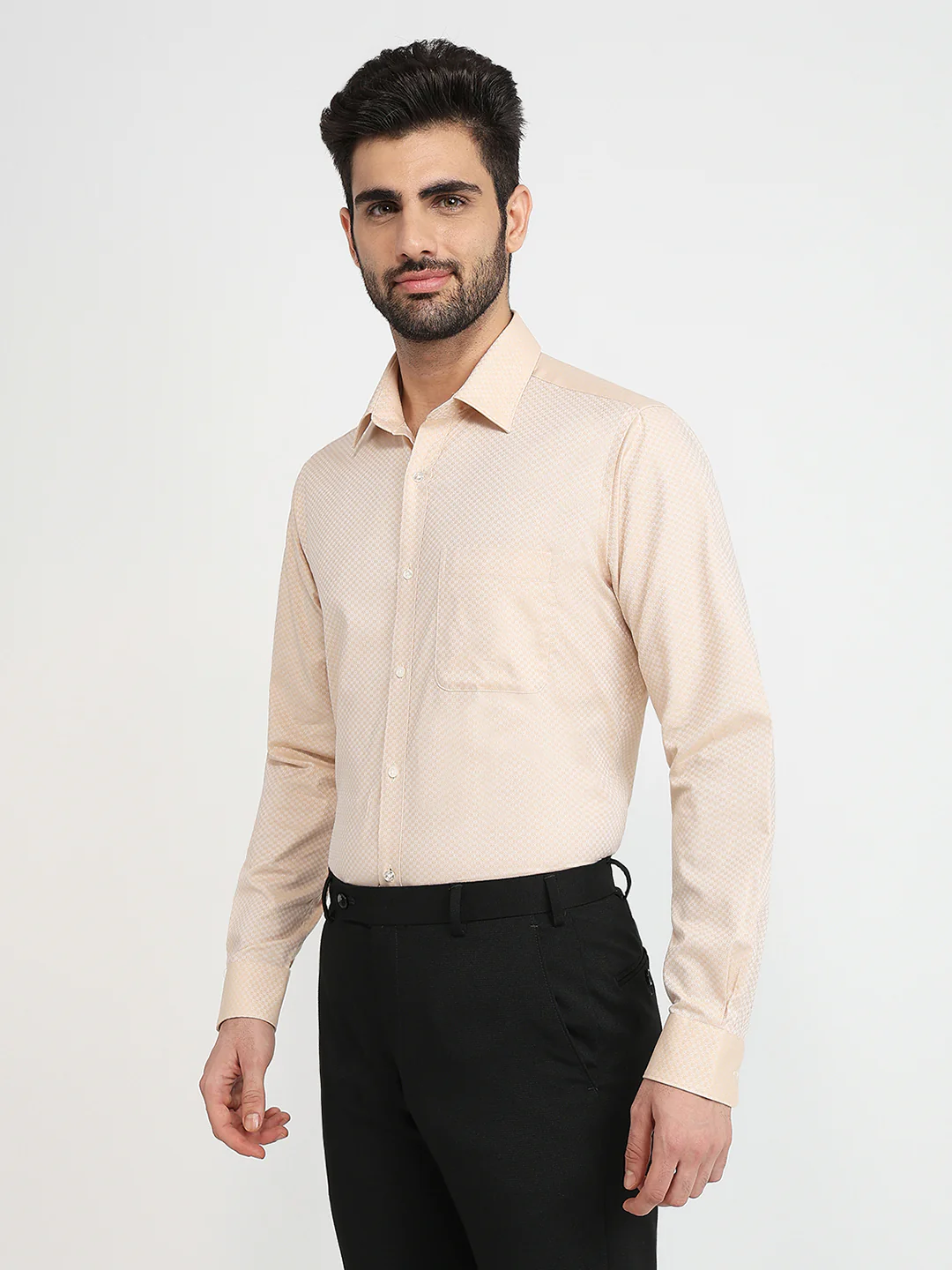 Raymond Men Brown Structure Slim Fit Cotton Formal Shirt - Image 2