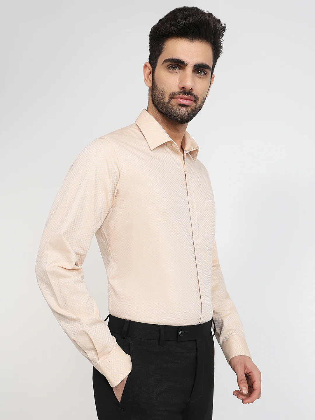 Raymond Men Brown Structure Slim Fit Cotton Formal Shirt - Image 3