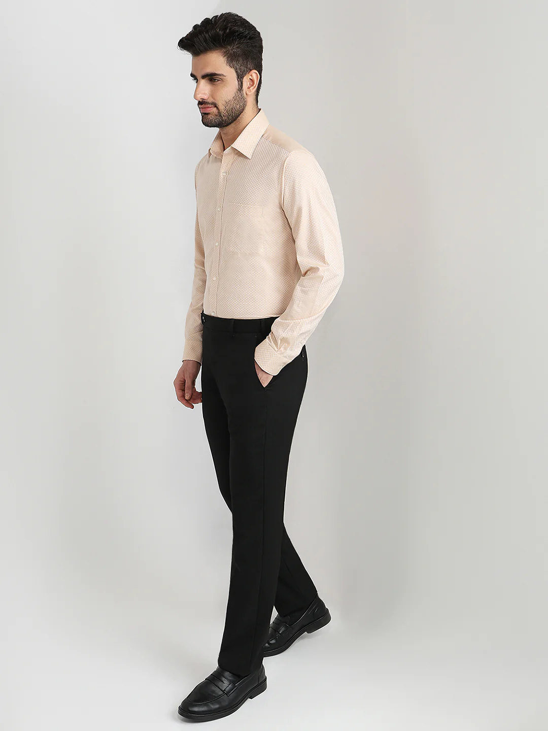 Raymond Men Brown Structure Slim Fit Cotton Formal Shirt - Image 5