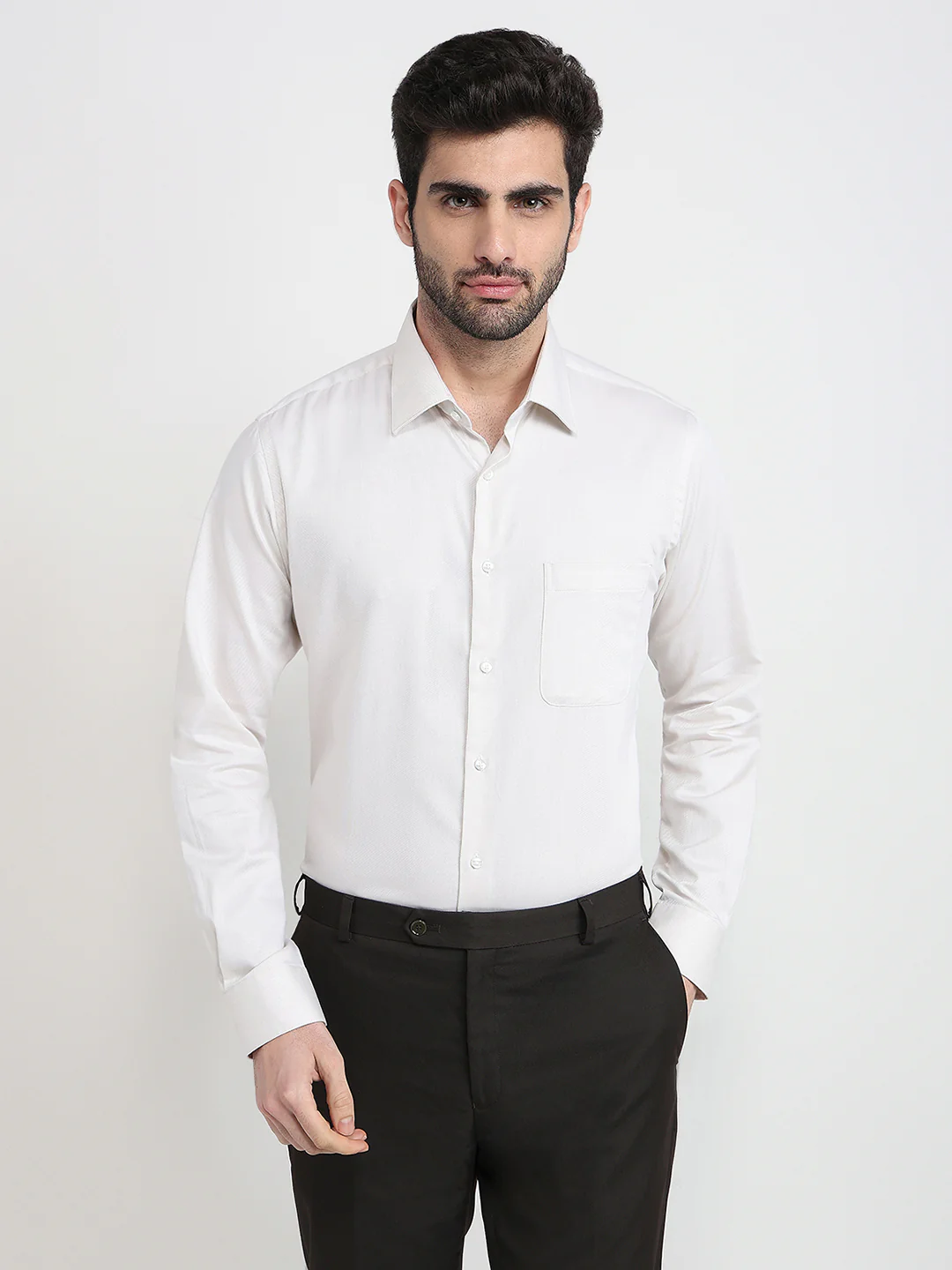 Raymond Men Brown Structure Slim Fit Cotton Full Sleeve Formal Shirt