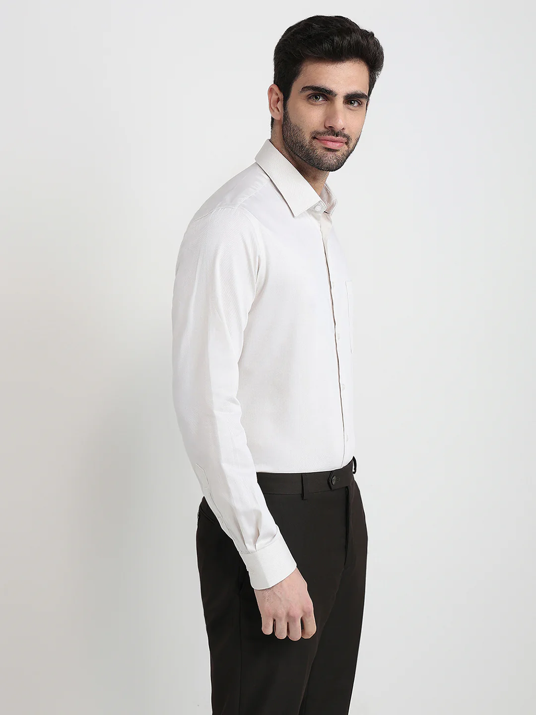 Raymond Men Brown Structure Slim Fit Cotton Full Sleeve Formal Shirt - Image 3