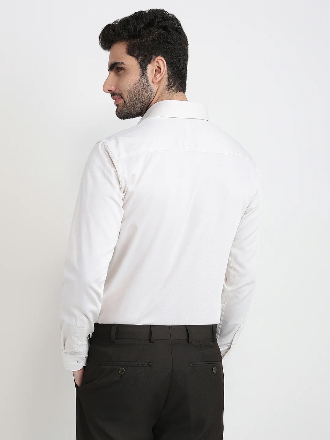 Raymond Men Brown Structure Slim Fit Cotton Full Sleeve Formal Shirt - Image 4