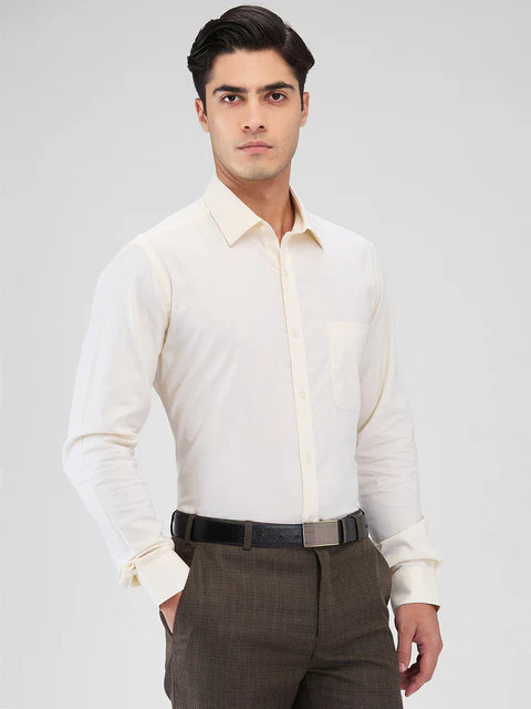 Raymond Men Brown Structure Slim Fit Cotton Shirt - Image 2