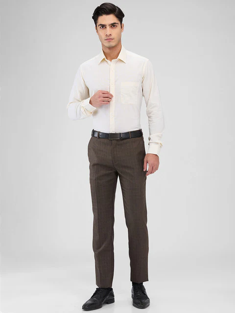 Raymond Men Brown Structure Slim Fit Cotton Shirt - Image 5