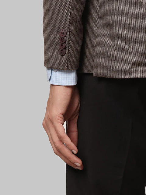 Raymond Men Brown Structure Slim Fit Polyester Blend Blazer - Image 7