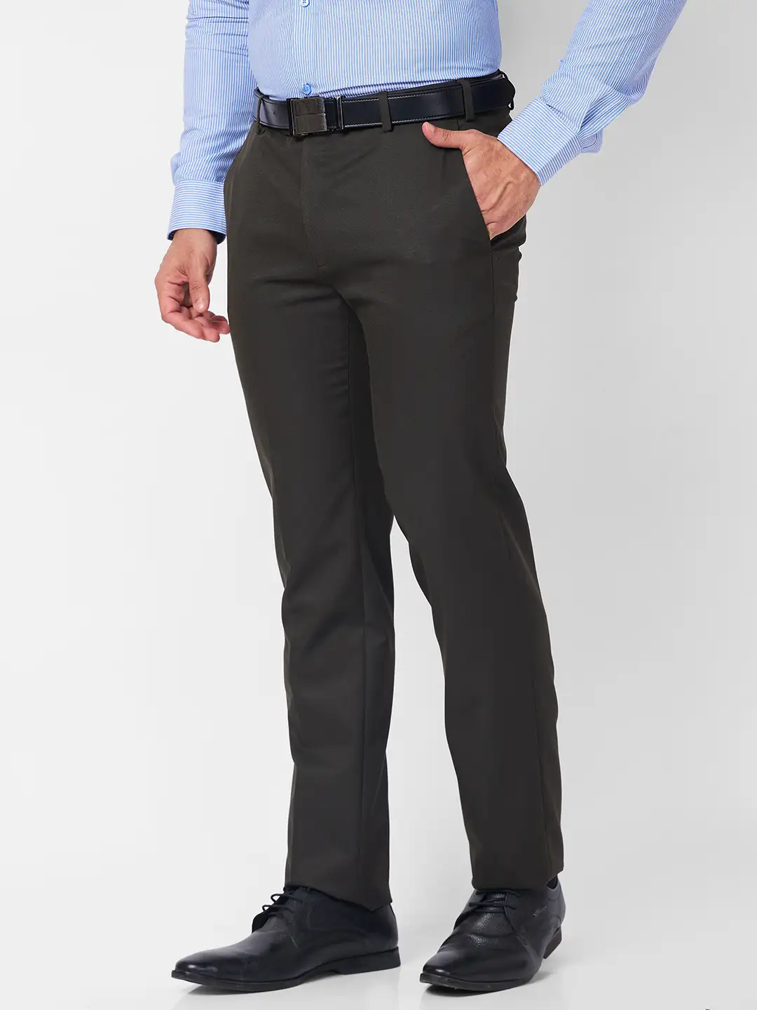 Raymond Men Brown Structure Slim Fit Polyester Blend Trouser - Image 3