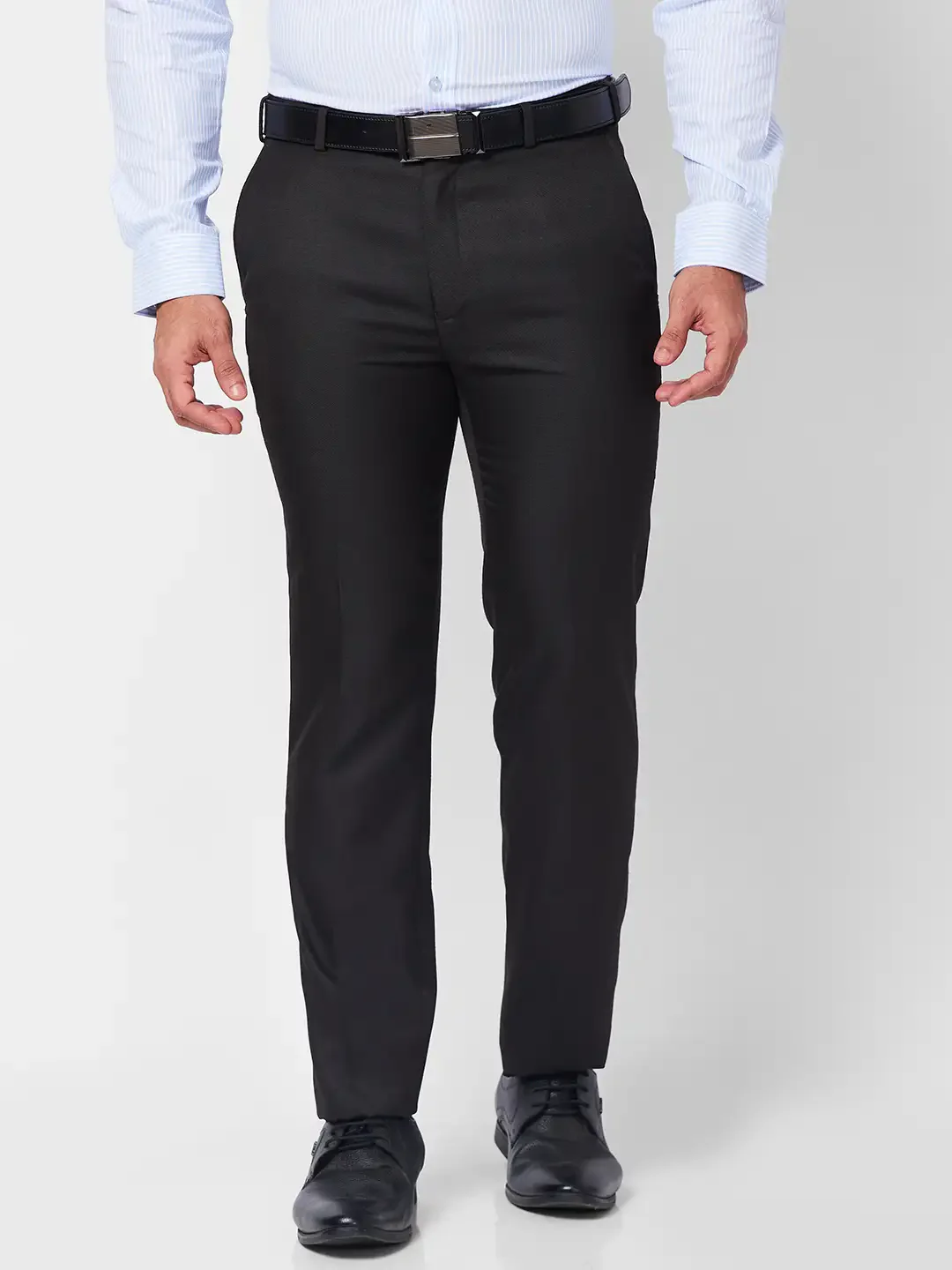 Raymond Men Brown Structure Slim Fit Polyester Blend Trouser
