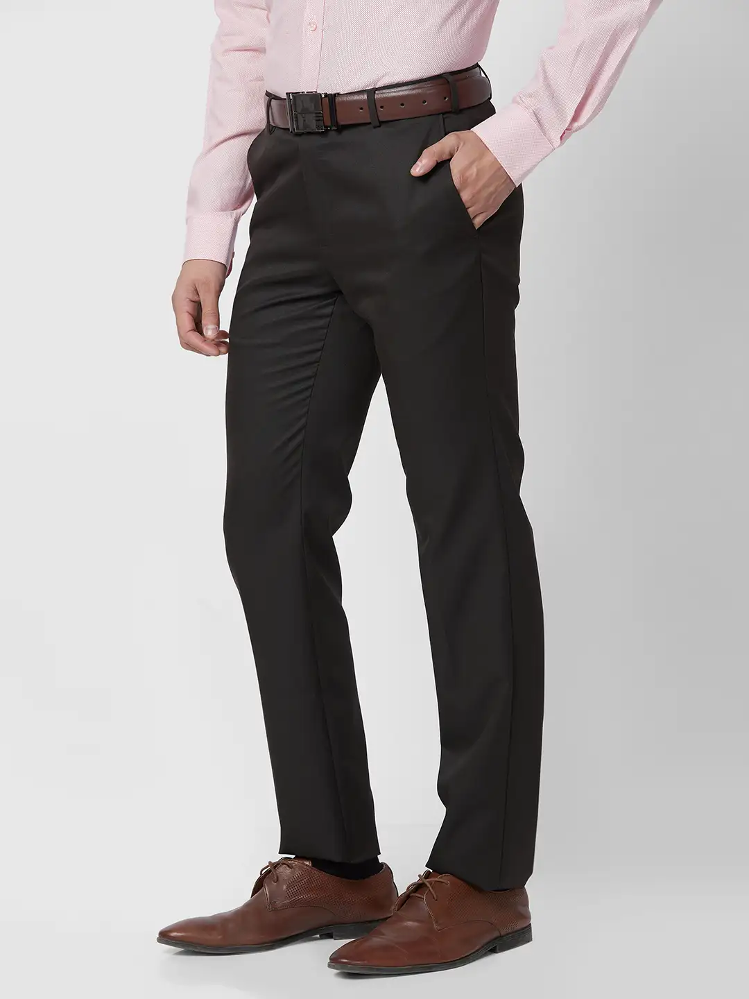 Raymond Men Brown Structure Slim Fit Polyester Blend Trouser - Image 3