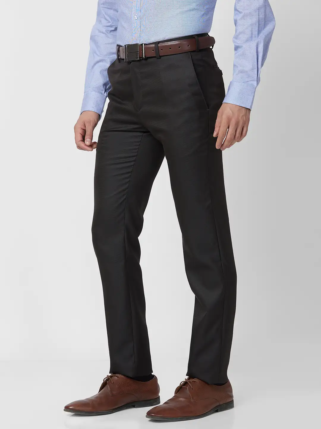 Raymond Men Brown Structure Slim Fit Polyester Blend Trouser - Image 3