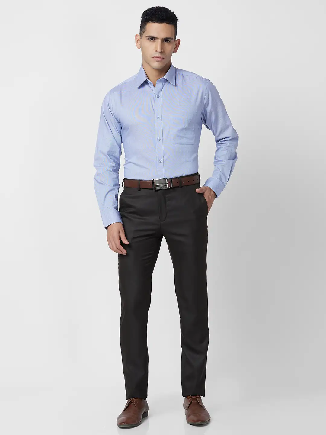 Raymond Men Brown Structure Slim Fit Polyester Blend Trouser - Image 5