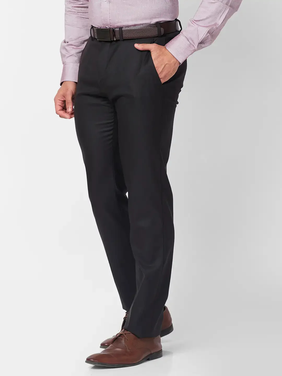 Raymond Men Brown Structure Slim Fit Polyester Blend Trouser - Image 3