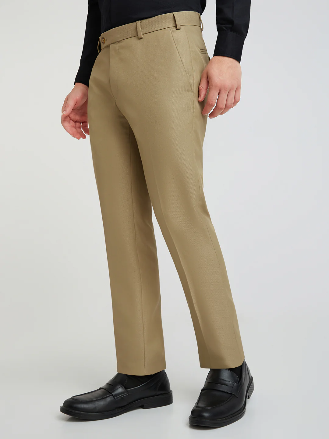 Raymond Men Brown Structure Slim Fit Polyester Blend Trouser - Image 3
