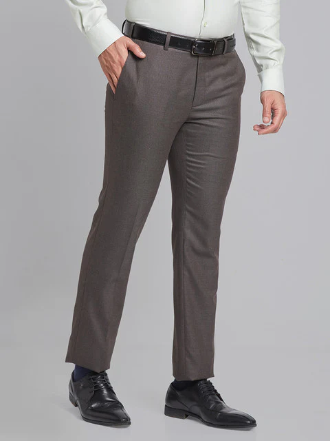 Raymond Men Brown Structure Slim Fit Polyester Blend Trouser - Image 2