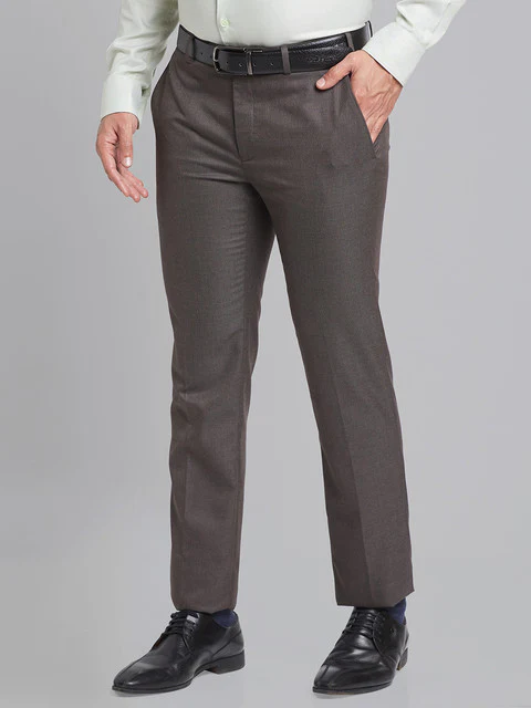 Raymond Men Brown Structure Slim Fit Polyester Blend Trouser - Image 3