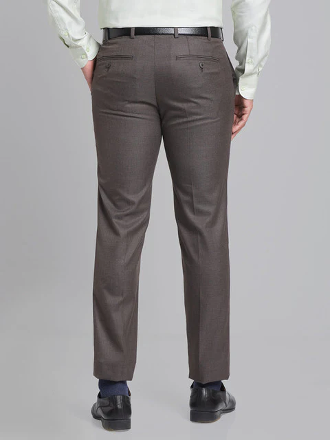 Raymond Men Brown Structure Slim Fit Polyester Blend Trouser - Image 4