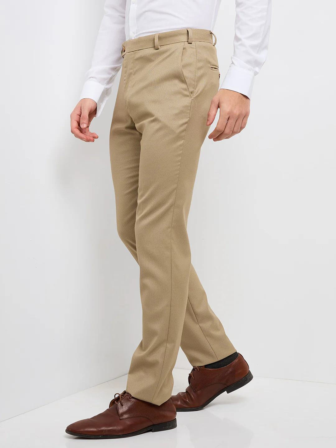 Raymond Men Brown Structure Slim Fit Polyester Blend Trouser - Image 3