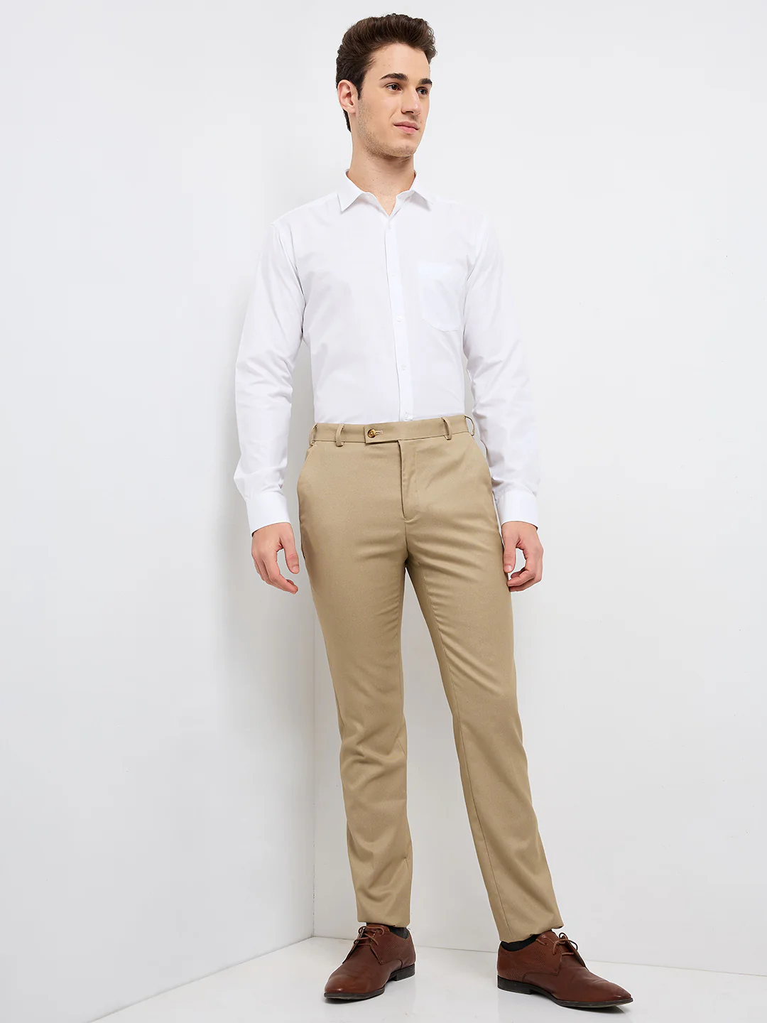 Raymond Men Brown Structure Slim Fit Polyester Blend Trouser - Image 5