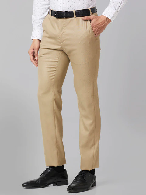 Raymond Men Brown Structure Slim Fit Polyester Blend Trouser - Image 3