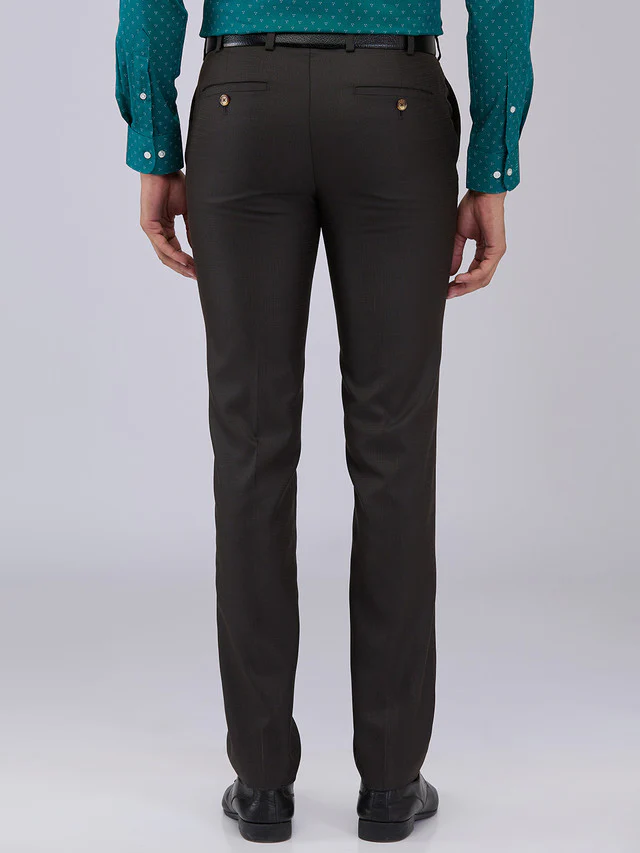 Raymond Men Brown Structure Slim Fit Polyester Blend Trouser - Image 4