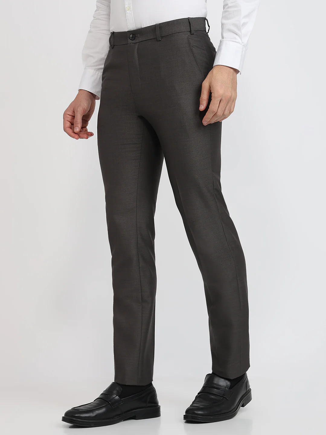 Raymond Men Brown Structure Slim Fit Polyester Blend Trouser - Image 2