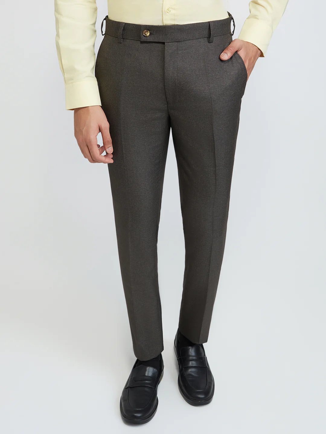 Raymond Men Brown Structure Slim Fit Polyester Blend Trouser - Image 2