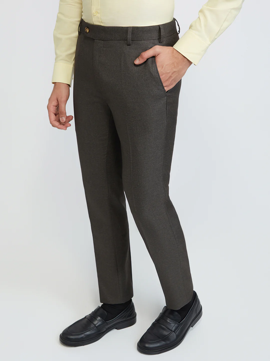 Raymond Men Brown Structure Slim Fit Polyester Blend Trouser - Image 6