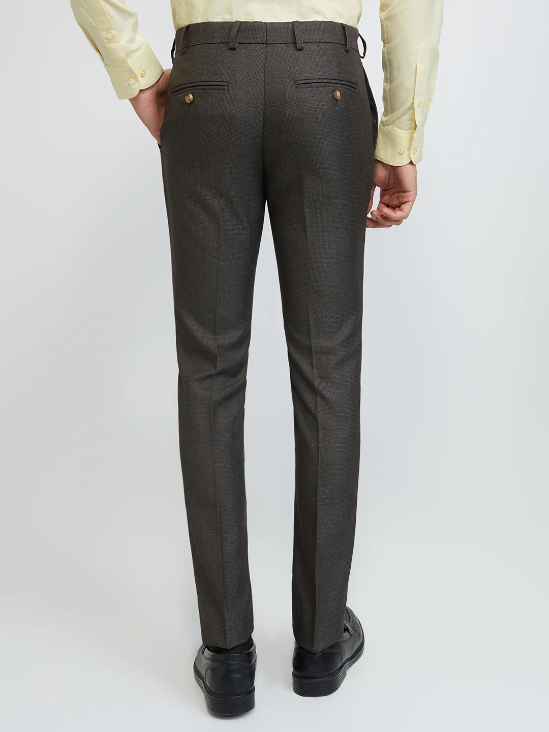 Raymond Men Brown Structure Slim Fit Polyester Blend Trouser - Image 7