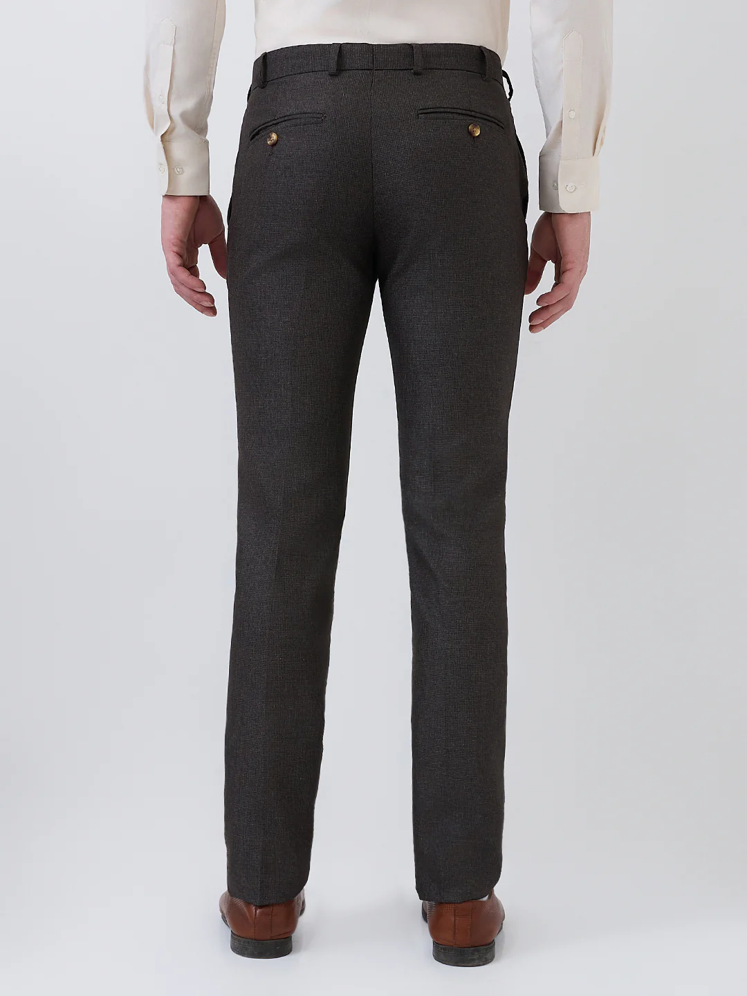 Raymond Men Brown Structure Slim Fit Polyester Blend Trouser - Image 8